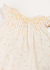 Esme Floral Hand Smocked Sleeveless Dress With Bloomers in White (1-12mths) DRESSES from Pepa London