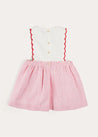 Lawrence Striped Boat Embroidered Scallop Detail Pinafore Skirt in Red (18mths-4yrs) from Pepa London