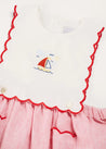 Lawrence Striped Boat Embroidered Scallop Detail Pinafore Skirt in Red (18mths-4yrs) from Pepa London