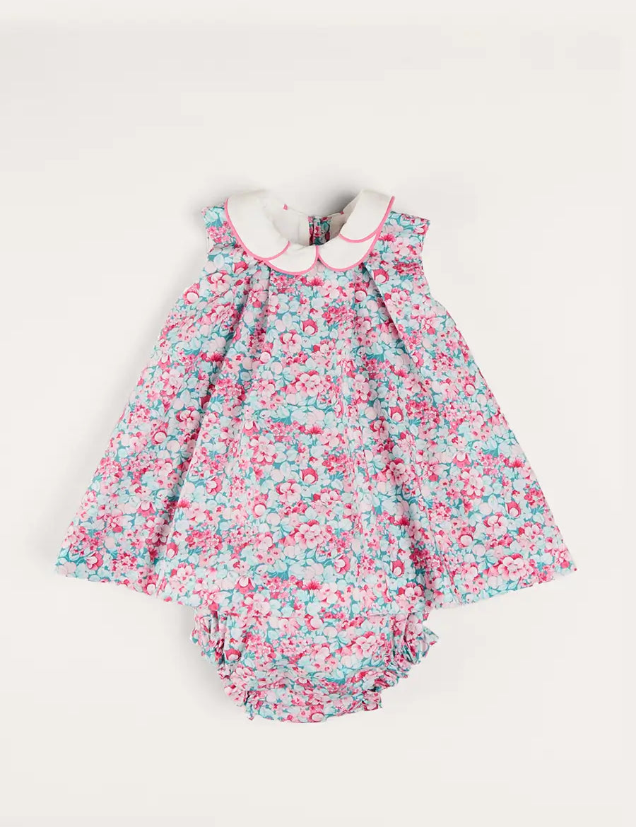 Eloise Floral Sleeveless Dress With Bloomers in Pink (3mths-3yrs) DRESSES from Pepa London