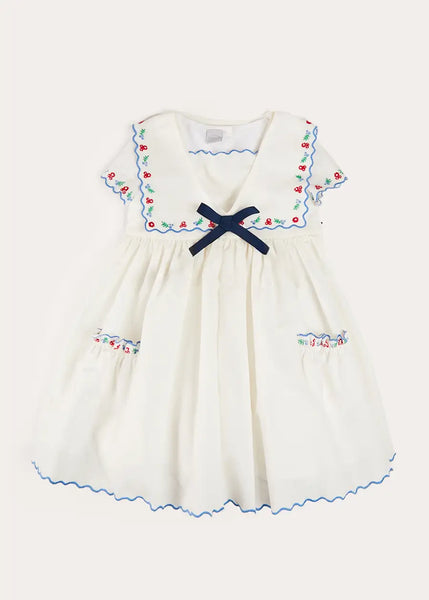 Pepa London Embroidered Mariner Collar Short Sleeve Dress in White (12mths-10yrs) Luxury Childrenswear Pepa London Embroidered Mariner Collar Short Sleeve Dress in White (12mths-10yrs) Luxury Childrenswear