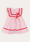 Striped Ruffle Bib Sleeveless Dress in Red (12mths-8yrs) from Pepa London