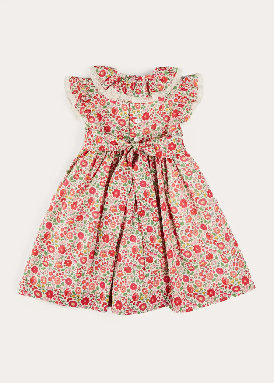 Margot Hand-Smocked Dress in Red Made with Liberty Fabric (12m-6yrs) DRESSES from Pepa London