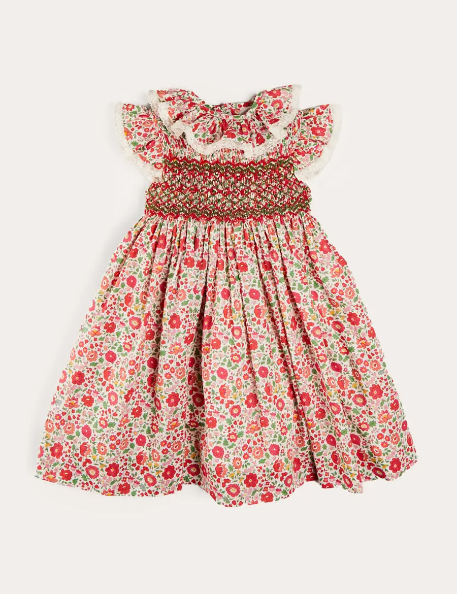 Margot Hand-Smocked Dress in Red Made with Liberty Fabric (12m-6yrs) DRESSES from Pepa London