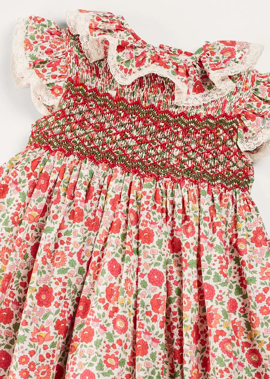 Margot Hand-Smocked Dress in Red Made with Liberty Fabric (12m-6yrs) DRESSES from Pepa London