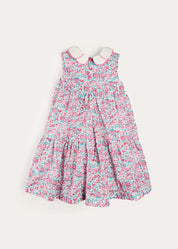 Eloise Floral Scallop Collar Sleeveless Dress in Pink (4-12yrs) DRESSES from Pepa London