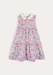 Eloise Floral Scallop Collar Sleeveless Dress in Pink (4-12yrs) DRESSES from Pepa London