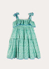 Adelaide Floral Tiered Tie Strap Dress in Green (4-12yrs) DRESSES from Pepa London