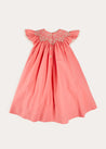 Plain Hand Smocked Sleeveless Dress in Coral (12mths-10yrs) DRESSES from Pepa London