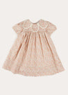 Mabel Floral Statement Collar Short Sleeve Dress in Coral (12mths-10yrs) DRESSES from Pepa London