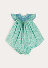 Adelaide Floral Hand Smocked Sleeveless Dress With Bloomers in Green (3mths-3yrs) DRESSES from Pepa London