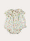 Cordelia Floral Ruffle Collar Short Sleeve Dress in Green Made with Liberty Fabric (1-12m) DRESSES from Pepa London