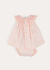 Hand Smocked Sleeveless Dress With Bloomers in Pink (1-12mths) DRESSES from Pepa London