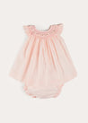 Hand Smocked Sleeveless Dress With Bloomers in Pink (1-12mths) DRESSES from Pepa London