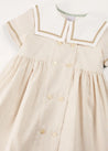 Waterford Striped Mariner Collar Double Breasted Short Sleeve Dress in Beige (12mths-10yrs) DRESSES from Pepa London