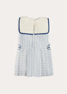 Regency Striped Mariner Collar Pleated Sleeveless Dress in Blue (2-10yrs) DRESSES from Pepa London