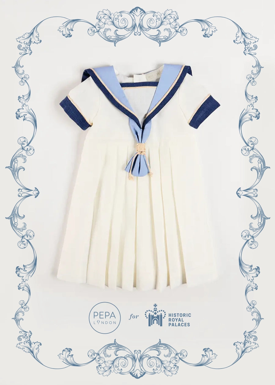 The Royal Mariner Dress in White (2-10yrs) Dresses from Pepa London
