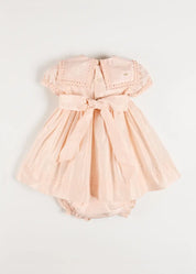 The Royal Silk Dress with Bloomers in Rose (6mths-3yrs) Dresses from Pepa London
