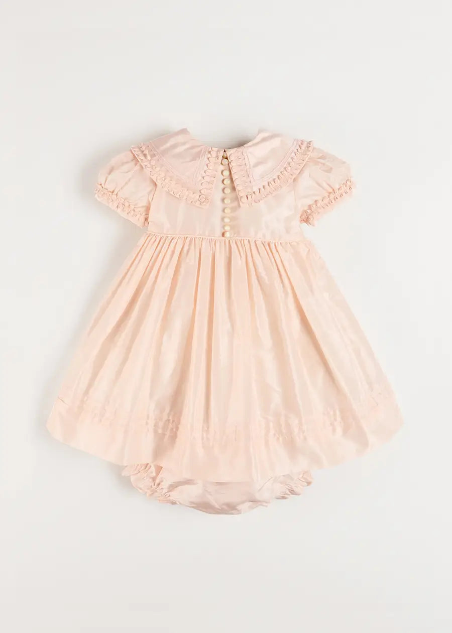 The Royal Silk Dress with Bloomers in Rose (6mths-3yrs) Dresses from Pepa London