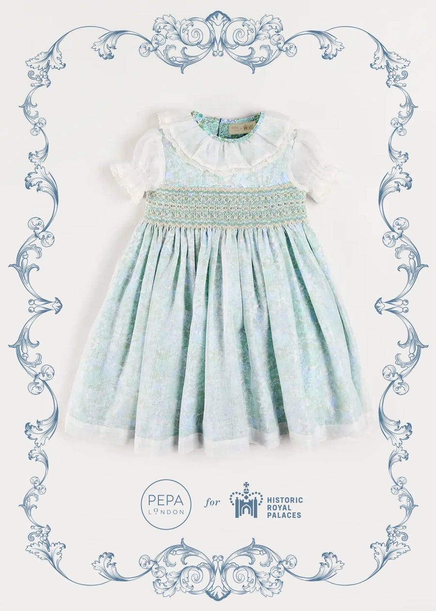 The Regency Floral Organza Dress in Green (2-10yrs) Dresses from Pepa London