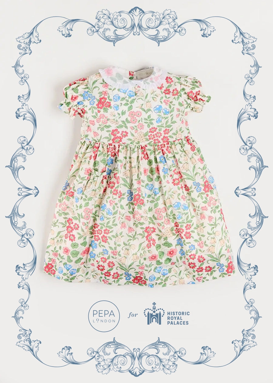The Royal Floral Dress in Cream Made with Liberty Fabric (4-10yrs) Dresses from Pepa London
