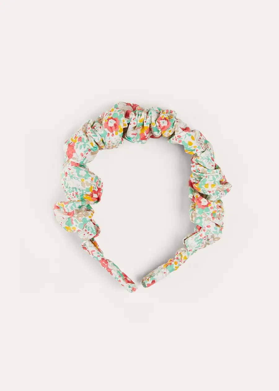 Clementine Floral Scrunchie Hairband in Coral HAIR ACCESSORIES from Pepa London