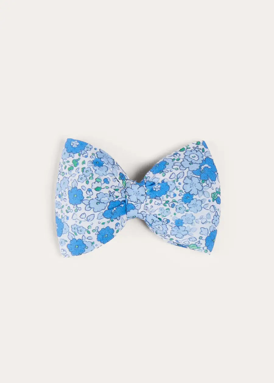 Olivia Floral Medium Bow Hair Clip in Blue HAIR ACCESSORIES from Pepa London