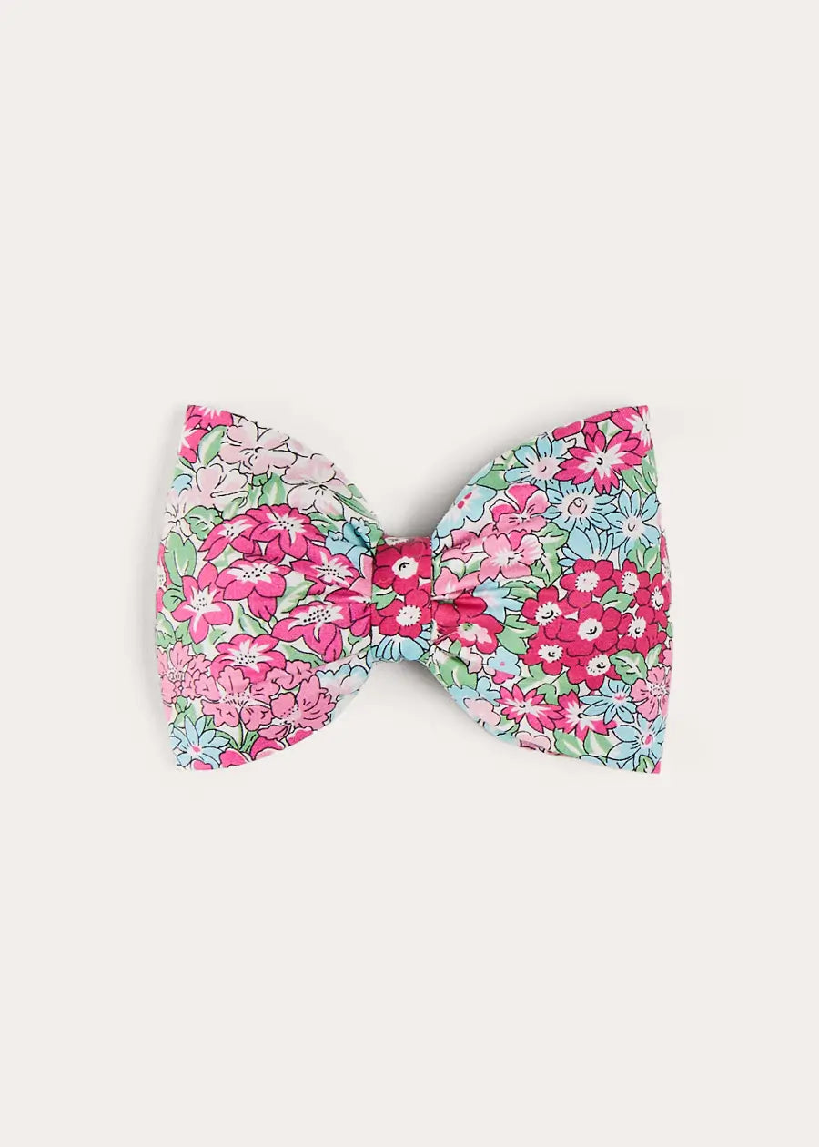 Viola Floral Medium Bow Hair Clip in Pink HAIR ACCESSORIES from Pepa London