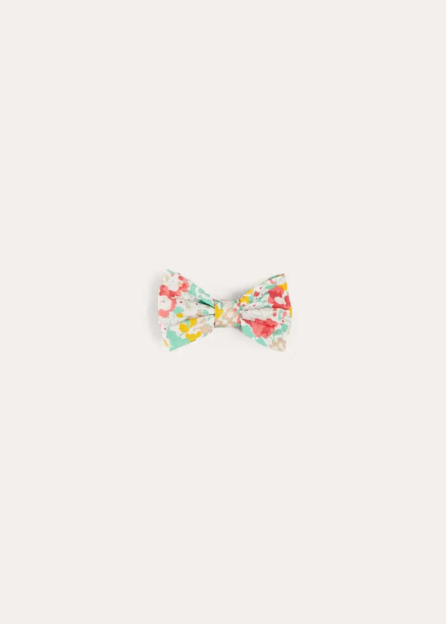 Clementine Floral Small Bow Hair Clip in Coral HAIR ACCESSORIES from Pepa London