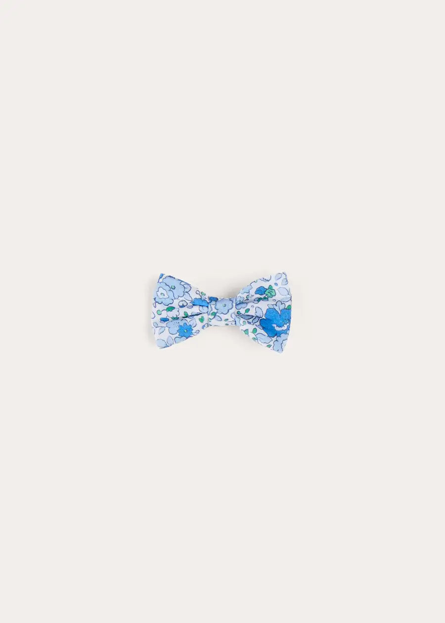 Olivia Floral Small Bow Hair Clip in Blue HAIR ACCESSORIES from Pepa London