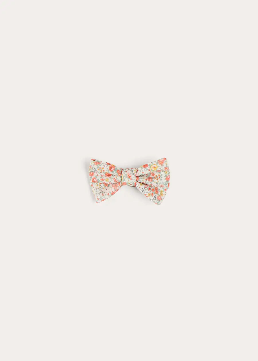 Mabel Floral Small Bow Hair Clip in Coral HAIR ACCESSORIES from Pepa London