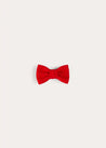 Plain Linen Small Bow Hair Clip in Red HAIR ACCESSORIES from Pepa London