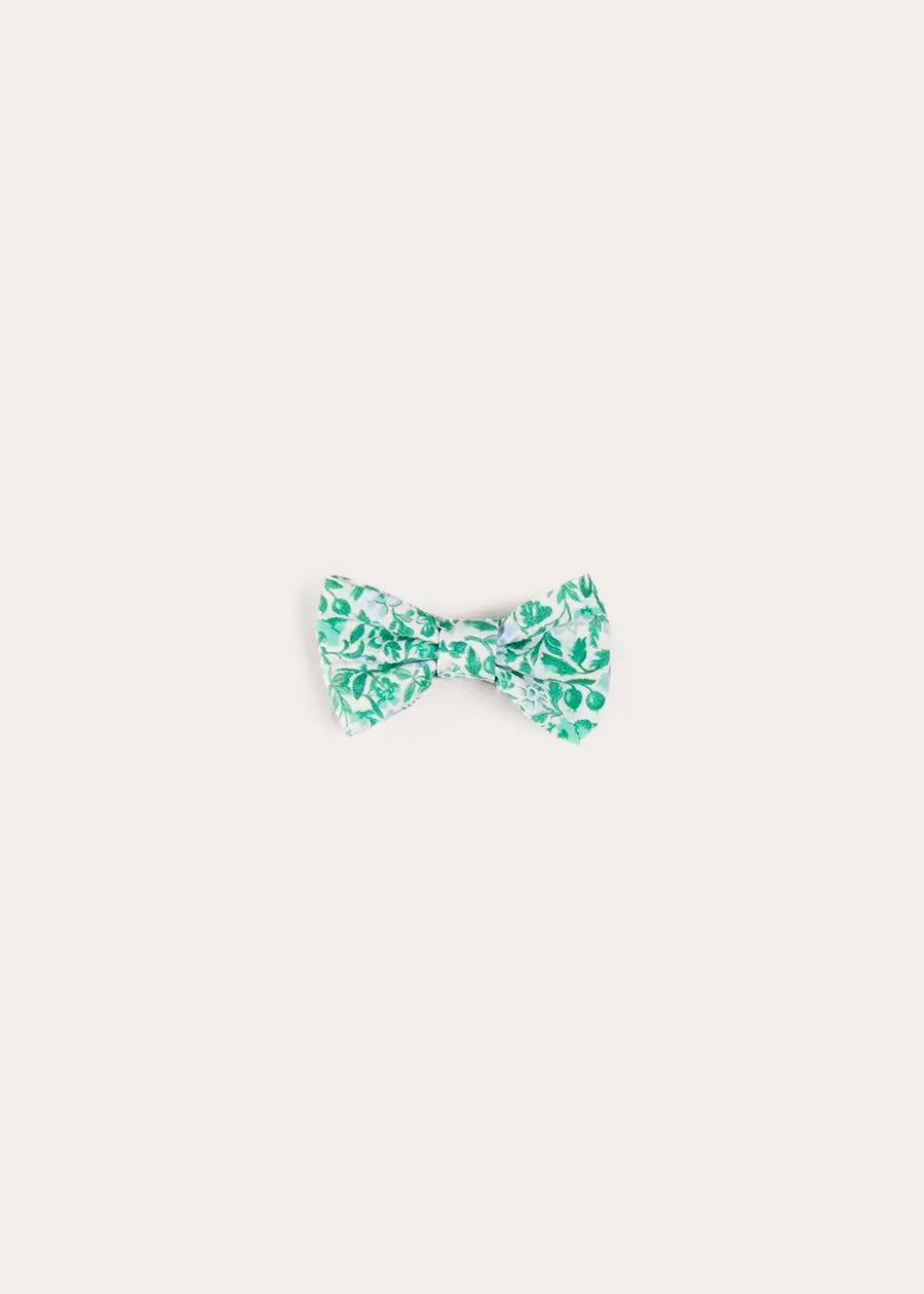 Adelaide Floral Small Bow Hair Clip in Green HAIR ACCESSORIES from Pepa London