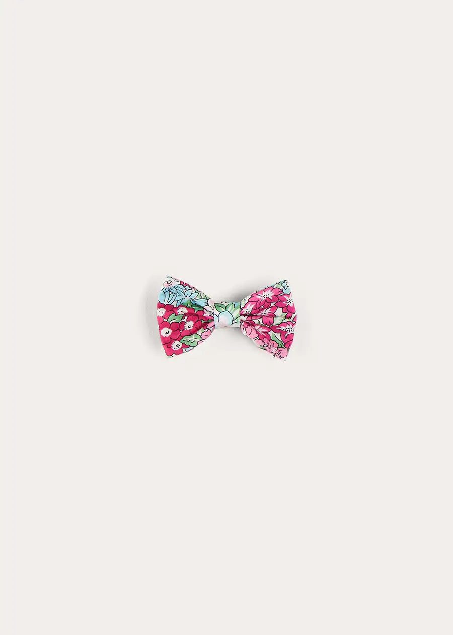Viola Floral Small Bow Hair Clip in Pink HAIR ACCESSORIES from Pepa London