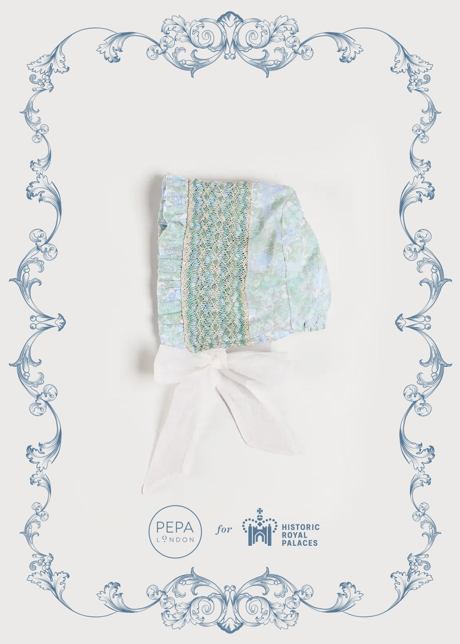 The Regency Floral Organza Bonnet in Green (S-M) Bonnets from Pepa London