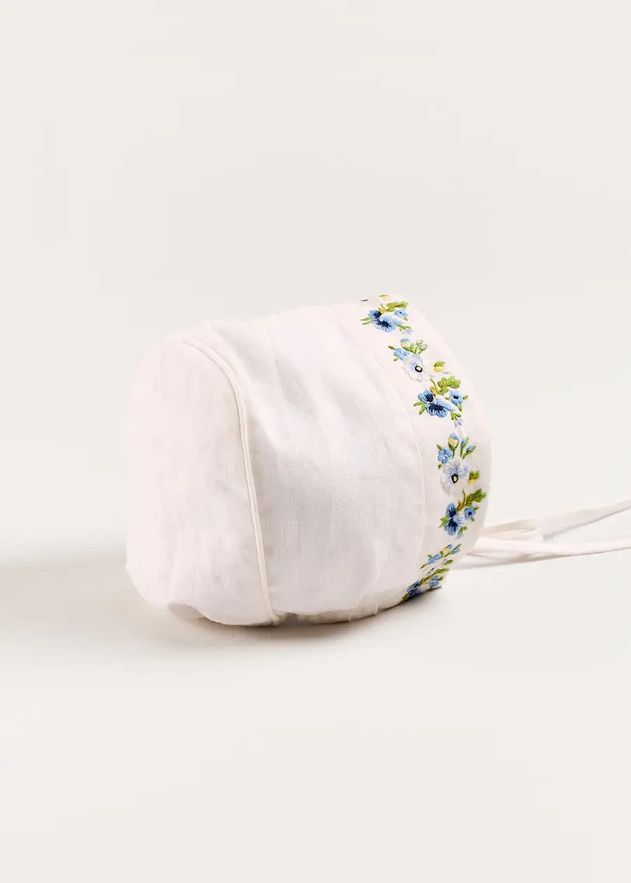 The Royal Embroidered Bonnet in White (S-M) Bonnets from Pepa London