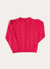 Floral Embroidered Openwork Cardigan in Pink (4-10yrs) KNITWEAR from Pepa London