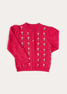 Floral Embroidered Openwork Cardigan in Pink (4-10yrs) KNITWEAR from Pepa London