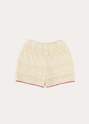 Crochet Cherry Detail Shorts in Beige (4-10yrs) SHORTS from Pepa London