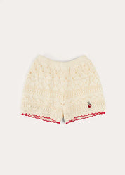 Crochet Cherry Detail Shorts in Beige (4-10yrs) SHORTS from Pepa London