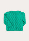 Floral Openwork Cotton Cardigan in Green (2-10yrs) KNITWEAR from Pepa London