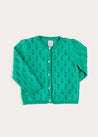 Floral Openwork Cotton Cardigan in Green (2-10yrs) KNITWEAR from Pepa London