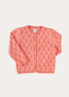 Floral Openwork Cotton Cardigan in Pink (2-10yrs) KNITWEAR from Pepa London