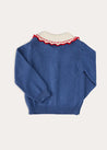 Statement Collar Floral Embroidery Cardigan in Navy (2-10yrs) KNITWEAR from Pepa London