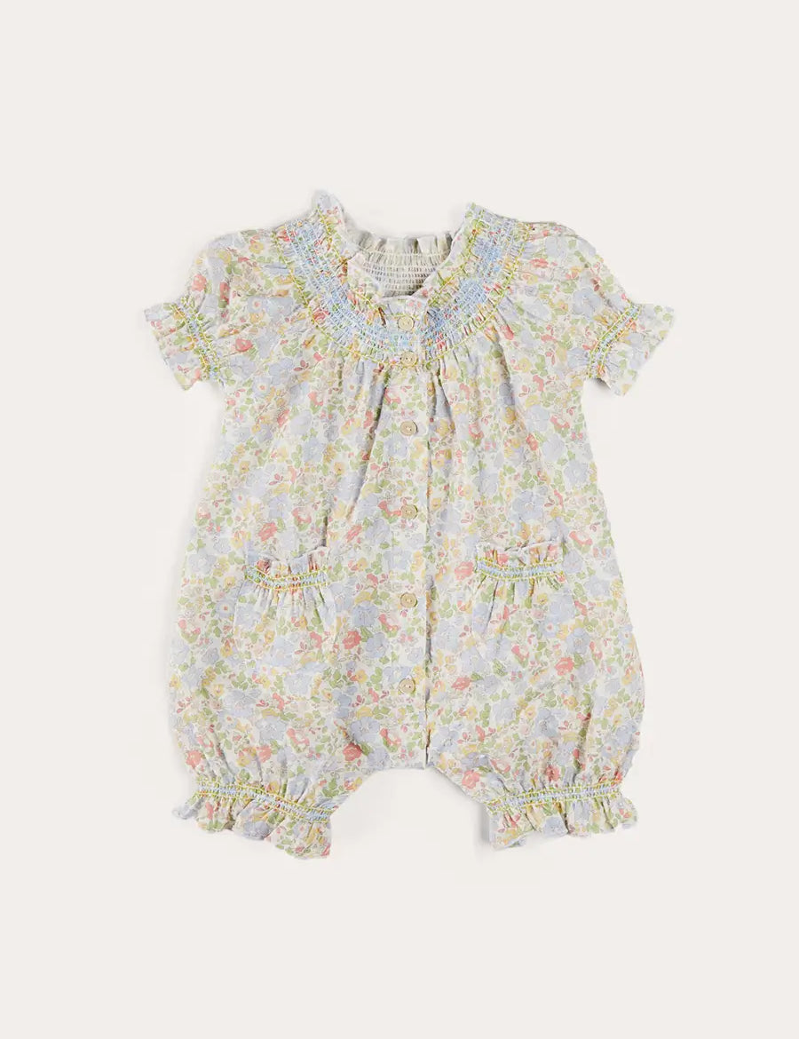 Clara Floral All-In-One Pyjamas in Green (9mths-2yrs) NIGHTWEAR from Pepa London