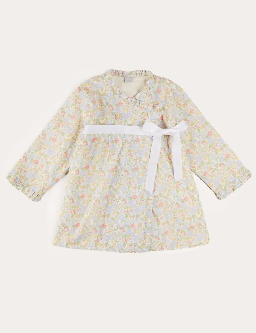 Clara Floral Bow Detail Dressing Gown in Green (18mths-10yrs) NIGHTWEAR from Pepa London