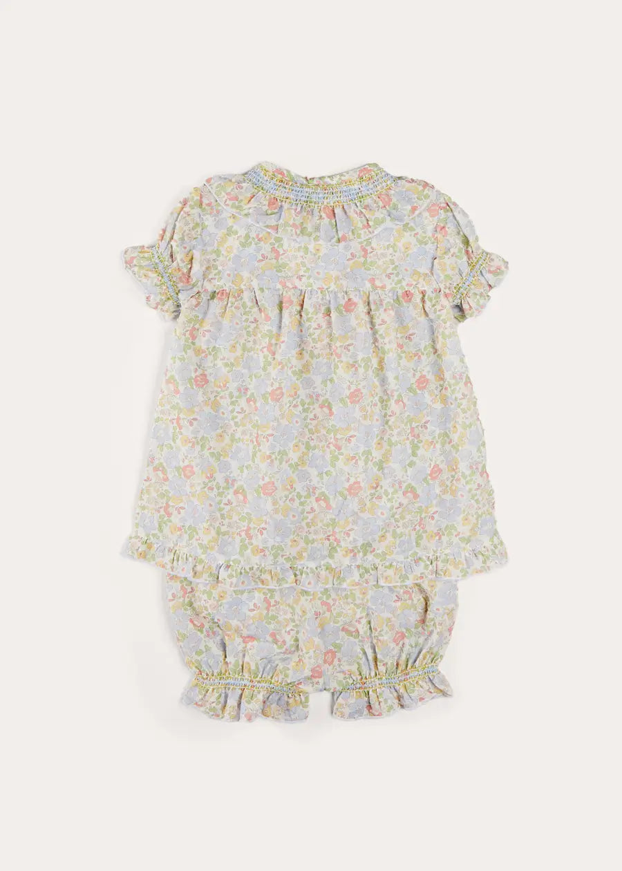 Clara Floral Ruffle Collar Short Sleeve Pyjamas in Green (18mths-10yrs) NIGHTWEAR from Pepa London