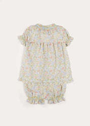 Clara Floral Ruffle Collar Short Sleeve Pyjamas in Green (18mths-10yrs) NIGHTWEAR from Pepa London