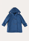 Double Breasted Coat With Detachable Hood in Blue (18mths-10yrs) COATS from Pepa London