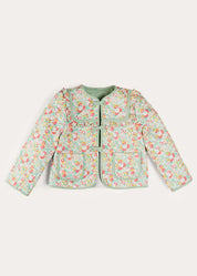 Clementine Floral Quilted Reversible Jacket in Coral (4-12yrs) COATS from Pepa London